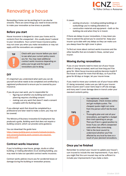 Renovating a house Consumer Guide ICNZ