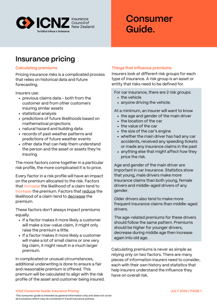ICNZ Consumer Guide 2024 – Insurance Pricing