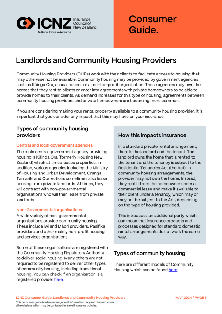 Landlords and community housing providers Consumer Guide