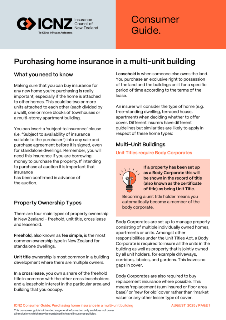Purchasing home insurance in a multi-unit building